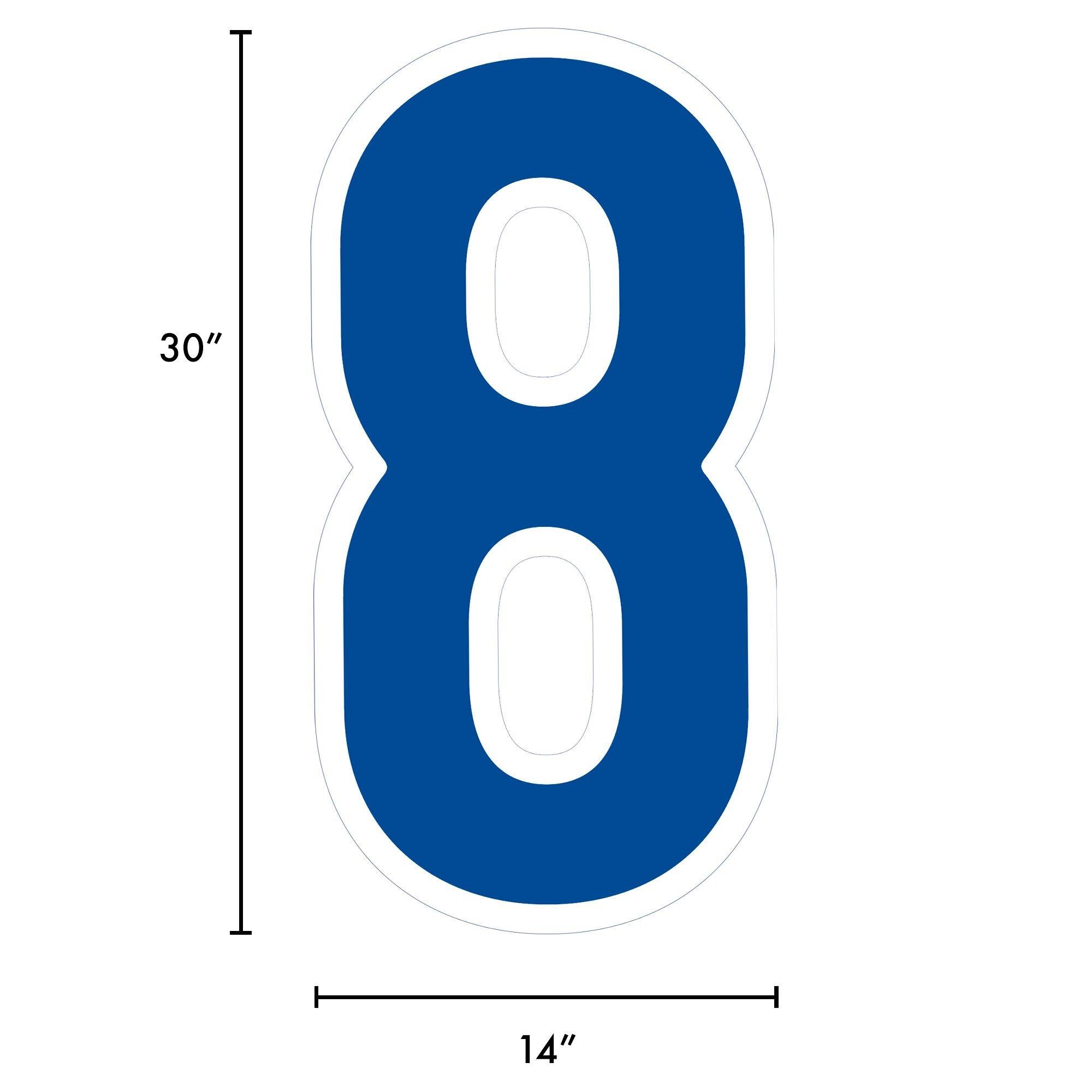 Royal Blue Number (8) Corrugated Plastic Yard Sign, 30in